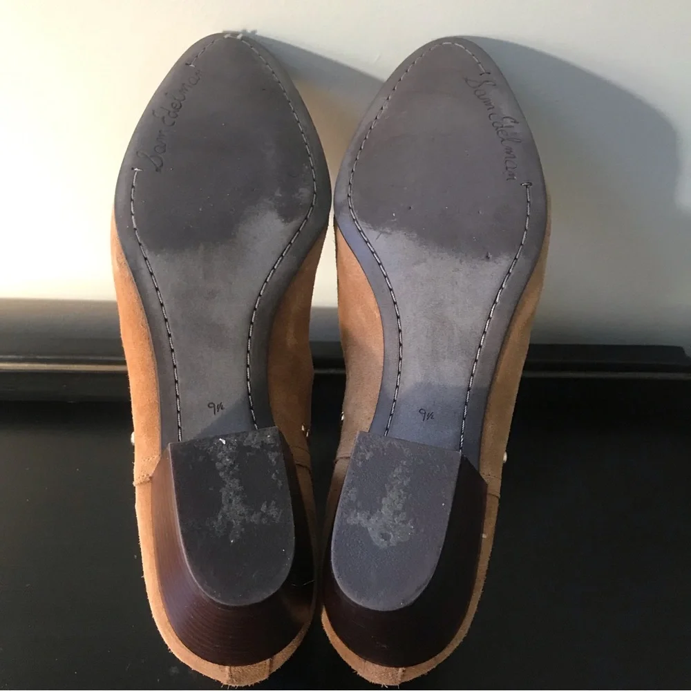 Sam Edelman Rubin Tan Brown Suede Grommet Booties, Size 9.5 Women.